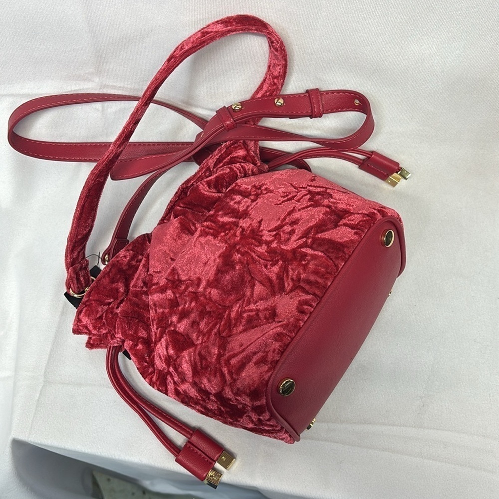 INC. Meliss Red Pepper and gold velvet cinch cross body or adjustable purse - Picture 4 of 16